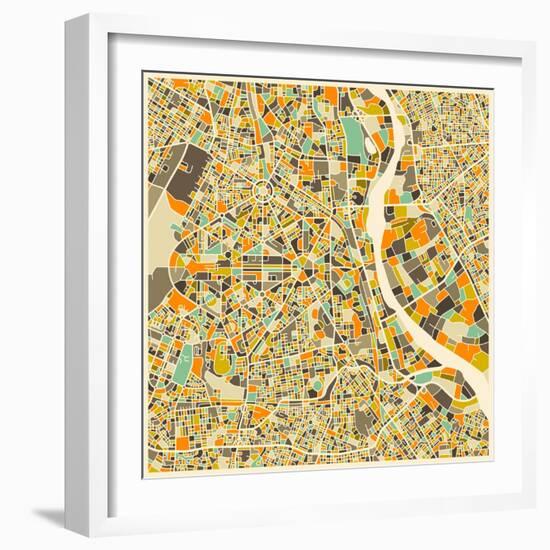 New Delhi Map-Jazzberry Blue-Framed Art Print