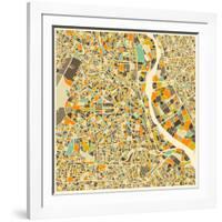 New Delhi Map-Jazzberry Blue-Framed Art Print