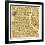 New Delhi Map-Jazzberry Blue-Framed Art Print