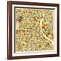 New Delhi Map-Jazzberry Blue-Framed Art Print