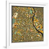 New Delhi Map-Jazzberry Blue-Framed Art Print