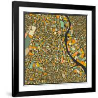 New Delhi Map-Jazzberry Blue-Framed Art Print