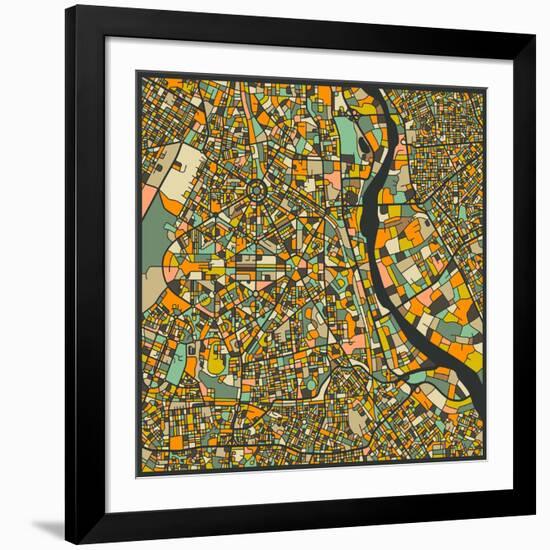 New Delhi Map-Jazzberry Blue-Framed Art Print