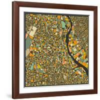 New Delhi Map-Jazzberry Blue-Framed Art Print