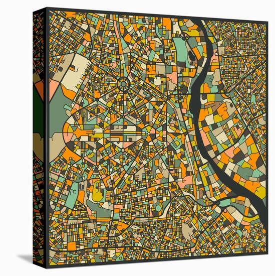 New Delhi Map-Jazzberry Blue-Stretched Canvas