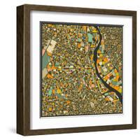 New Delhi Map-Jazzberry Blue-Framed Art Print