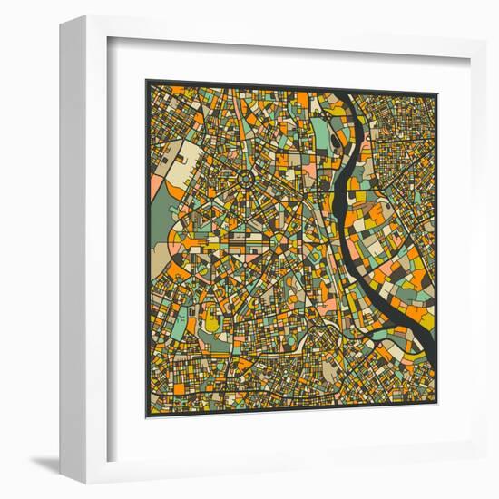 New Delhi Map-Jazzberry Blue-Framed Art Print