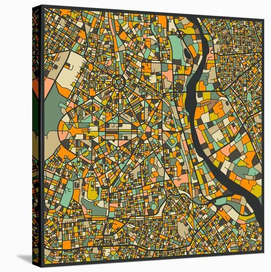 New Delhi Map-Jazzberry Blue-Stretched Canvas