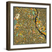 New Delhi Map-Jazzberry Blue-Framed Art Print