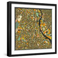 New Delhi Map-Jazzberry Blue-Framed Art Print