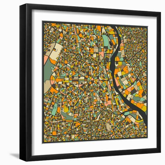 New Delhi Map-Jazzberry Blue-Framed Art Print