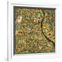 New Delhi Map-Jazzberry Blue-Framed Art Print