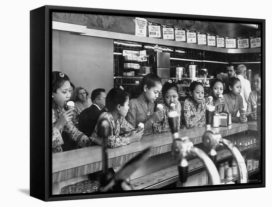 New Delight For the Balinese Dancing Girls in America is Ice Cream-Gordon Parks-Framed Stretched Canvas