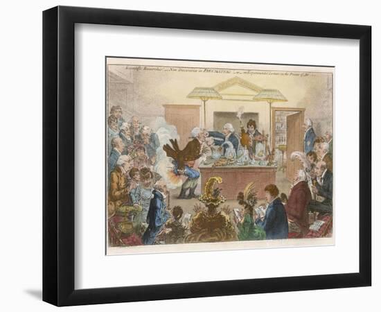 "New Discoveries in Pneumatics", Satire on the Royal Institution at Table-Gillray-Framed Photographic Print