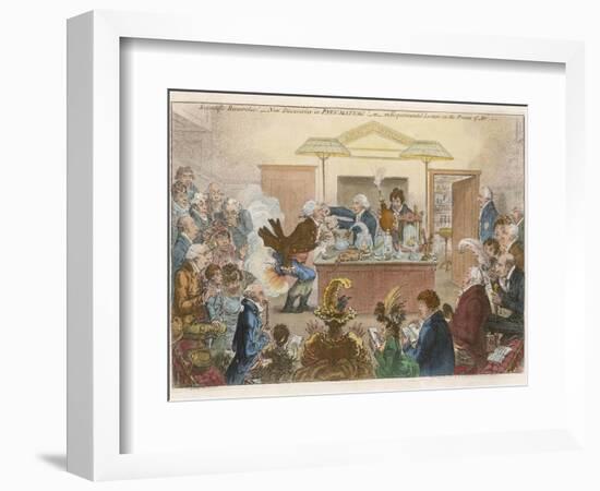 "New Discoveries in Pneumatics", Satire on the Royal Institution at Table-Gillray-Framed Photographic Print