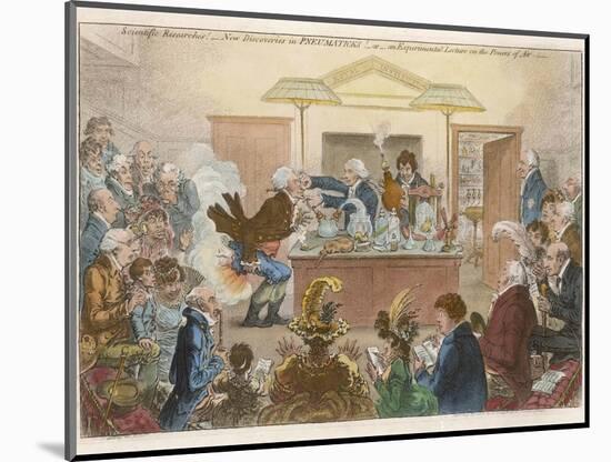 "New Discoveries in Pneumatics", Satire on the Royal Institution at Table-Gillray-Mounted Photographic Print