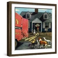 "New Dog in Town", March 21, 1953-Stevan Dohanos-Framed Giclee Print