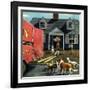 "New Dog in Town", March 21, 1953-Stevan Dohanos-Framed Giclee Print