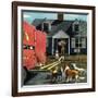 "New Dog in Town", March 21, 1953-Stevan Dohanos-Framed Giclee Print