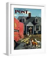 "New Dog in Town" Saturday Evening Post Cover, March 21, 1953-Stevan Dohanos-Framed Giclee Print