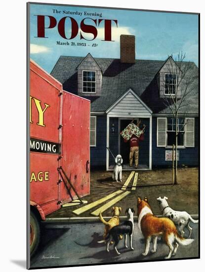 "New Dog in Town" Saturday Evening Post Cover, March 21, 1953-Stevan Dohanos-Mounted Giclee Print