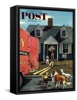 "New Dog in Town" Saturday Evening Post Cover, March 21, 1953-Stevan Dohanos-Framed Stretched Canvas