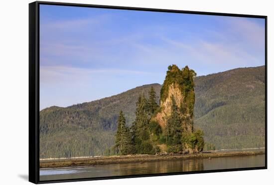 New Eddystone Rock, late afternoon summer sun, Behm Canal, Misty Fjords National Monument, Ketchika-Eleanor Scriven-Framed Stretched Canvas