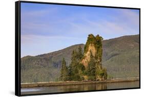 New Eddystone Rock, late afternoon summer sun, Behm Canal, Misty Fjords National Monument, Ketchika-Eleanor Scriven-Framed Stretched Canvas