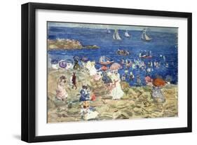 New England Beach Scene, C.1896-97-Maurice Brazil Prendergast-Framed Giclee Print