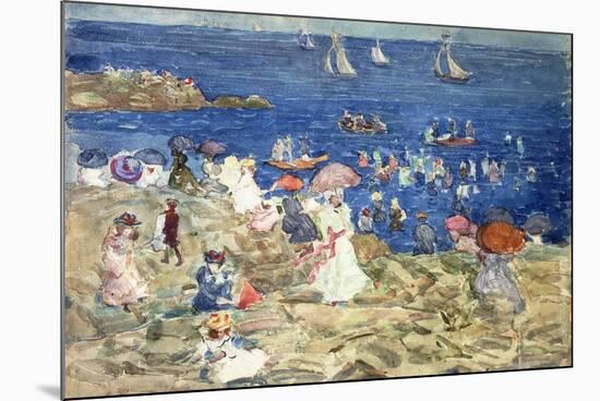 New England Beach Scene, C.1896-97-Maurice Brazil Prendergast-Mounted Giclee Print
