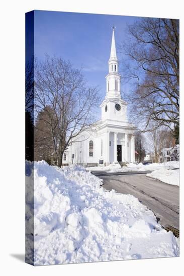 New England Church with Snow-Joseph Sohm-Stretched Canvas