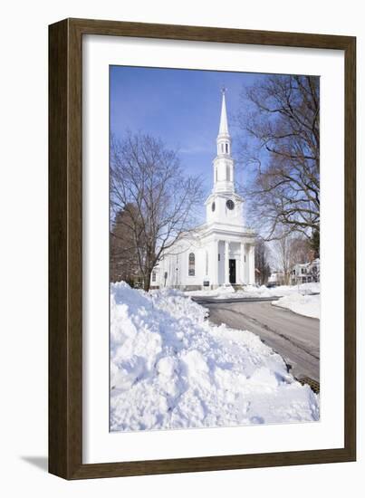 New England Church with Snow-Joseph Sohm-Framed Photographic Print