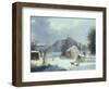 New England Farm by a Winter Road, 1854-George Henry Durrie-Framed Giclee Print