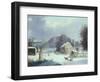 New England Farm by a Winter Road, 1854-George Henry Durrie-Framed Giclee Print