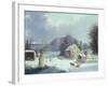 New England Farm by a Winter Road, 1854-George Henry Durrie-Framed Giclee Print