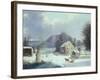 New England Farm by a Winter Road, 1854-George Henry Durrie-Framed Giclee Print