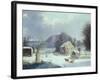 New England Farm by a Winter Road, 1854-George Henry Durrie-Framed Giclee Print