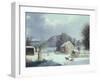 New England Farm by a Winter Road, 1854-George Henry Durrie-Framed Giclee Print