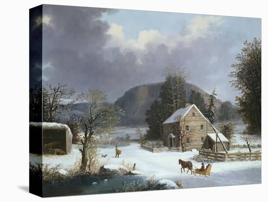 New England Farm by a Winter Road-Mary Cassatt-Stretched Canvas