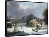 New England Farm by a Winter Road-Mary Cassatt-Framed Stretched Canvas