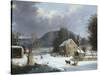 New England Farm by a Winter Road-Mary Cassatt-Stretched Canvas