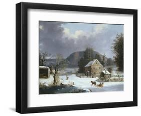New England Farm by a Winter Road-Mary Cassatt-Framed Giclee Print