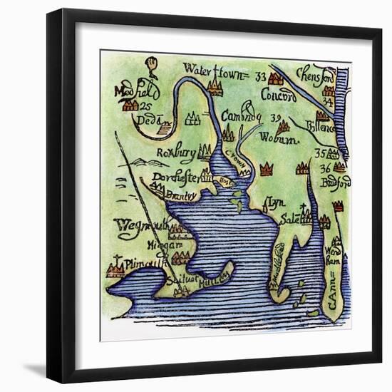 New England Map 1677-William Hubbard-Framed Giclee Print