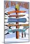 New England - Ski Areas Sign Destinations-null-Mounted Poster