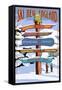 New England - Ski Areas Sign Destinations-Lantern Press-Framed Stretched Canvas