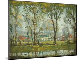 New England Village (Oil on Canvas)-Henry Ward Ranger-Mounted Giclee Print