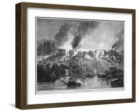 New England White Settlers Attack the Pequot Indian Fort During the Pequot War of 1637-English School-Framed Giclee Print