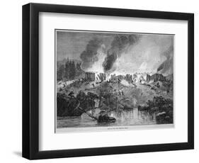 New England White Settlers Attack the Pequot Indian Fort During the Pequot War of 1637-English School-Framed Giclee Print