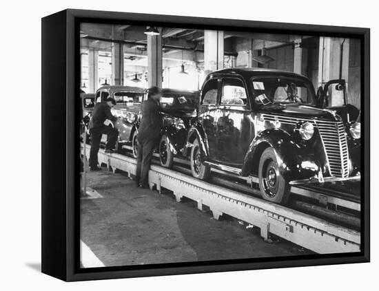 New Fiat Cars Sitting on the Assembly Line at the Fiat Auto Factory-Carl Mydans-Framed Stretched Canvas