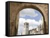 New Gate Assisi and View of the Franciscan Basilica, Assisi, Umbria, Italy-Olivieri Oliviero-Framed Stretched Canvas